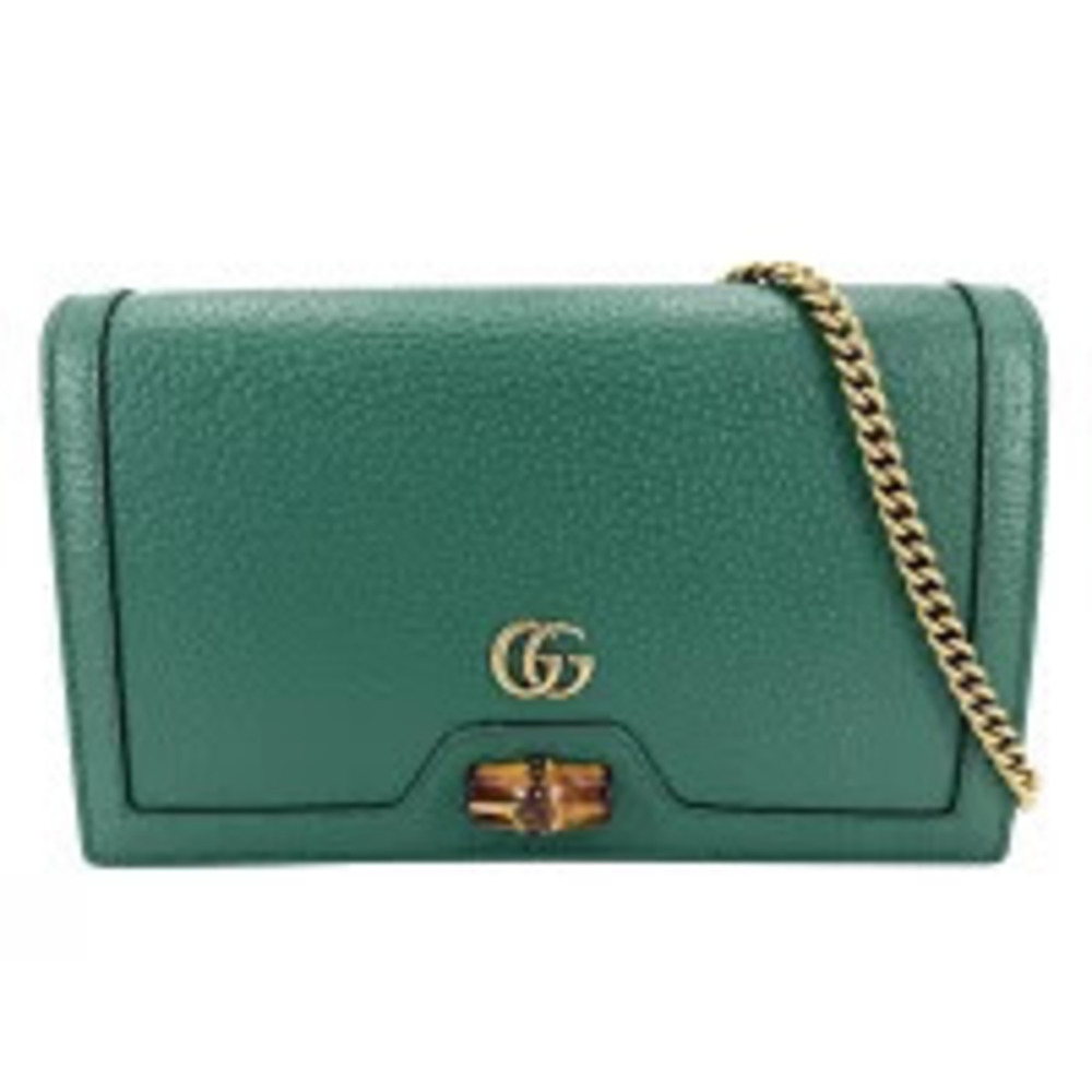 Gucci Diana Chain Strap Bamboo Leather Top Handle Bag Green